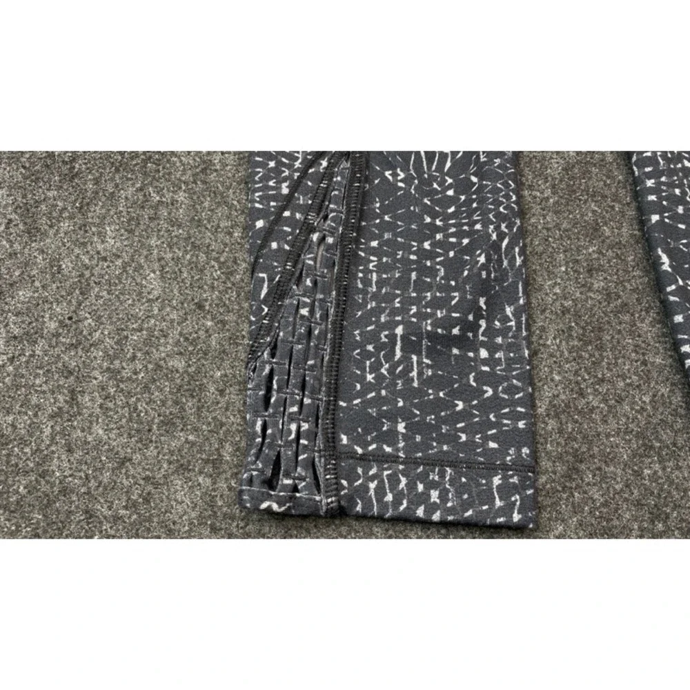 Lululemon Leggings Women 4 Black White Lattice Hem High Rise Crop Activewear
